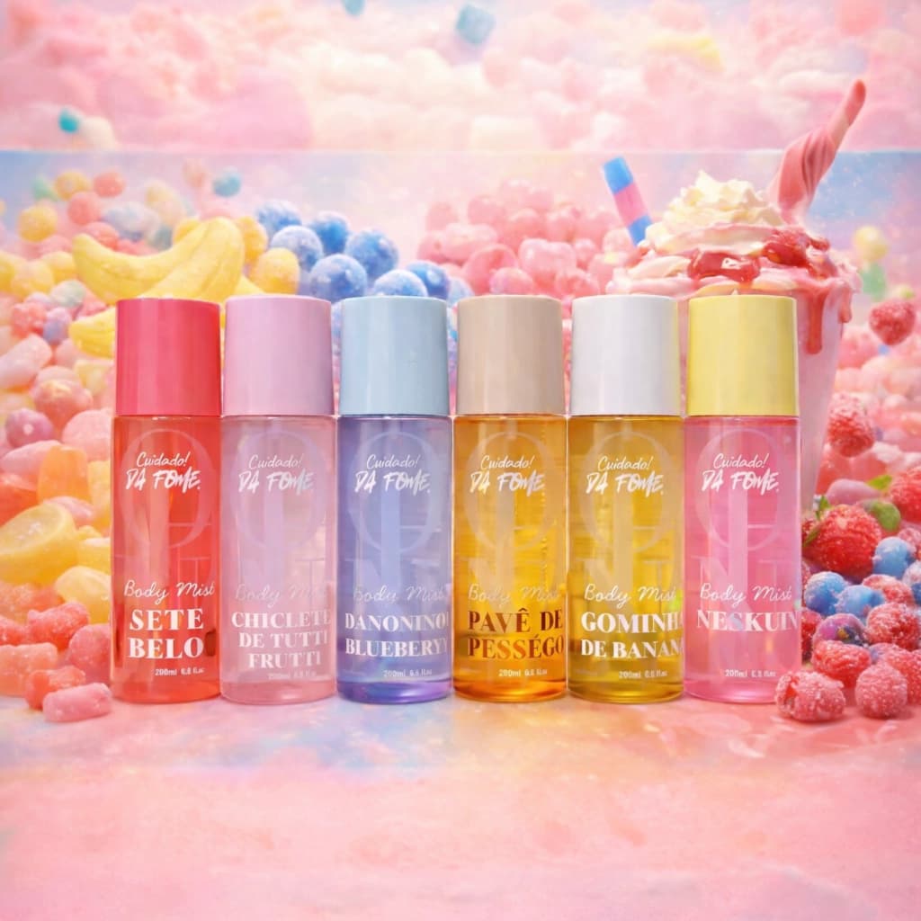 Os seis body mists do Kit Cuidado! Dá Fome
